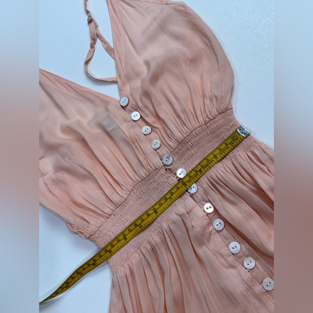 Tiare Hawaii Maxi Dress Button Front Dawn Ombre Pink Yellow Orange Tired Rayon S - Picture 10 of 13